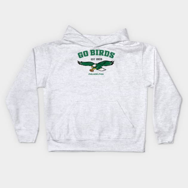 Go Birds Vintage Eagles - Philadelphia Football Est 1933 Kids Hoodie by bonsauba